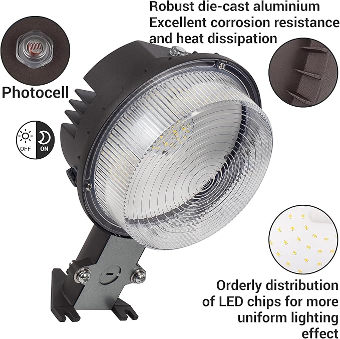LED Barn Light Dusk to Dawn with Photocell, 55W 7500LM 5000K Daylight, 500W Incandescent/200W HID Replacement, Weather Resistant Outdoor Security Light for Yard, Garage, Farm, Porch