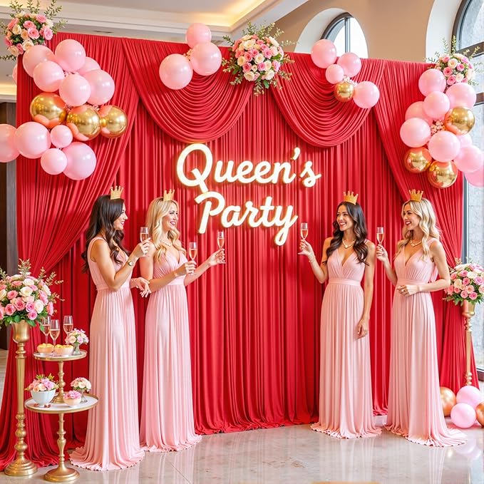 40ft x 10ft Red Backdrop Curtain for Parties Red Wrinkle Free Backdrop Drapes Panels for Wedding Baby Shower Birthday Photo Photography Christmas Polyester Fabric Background Decoration
