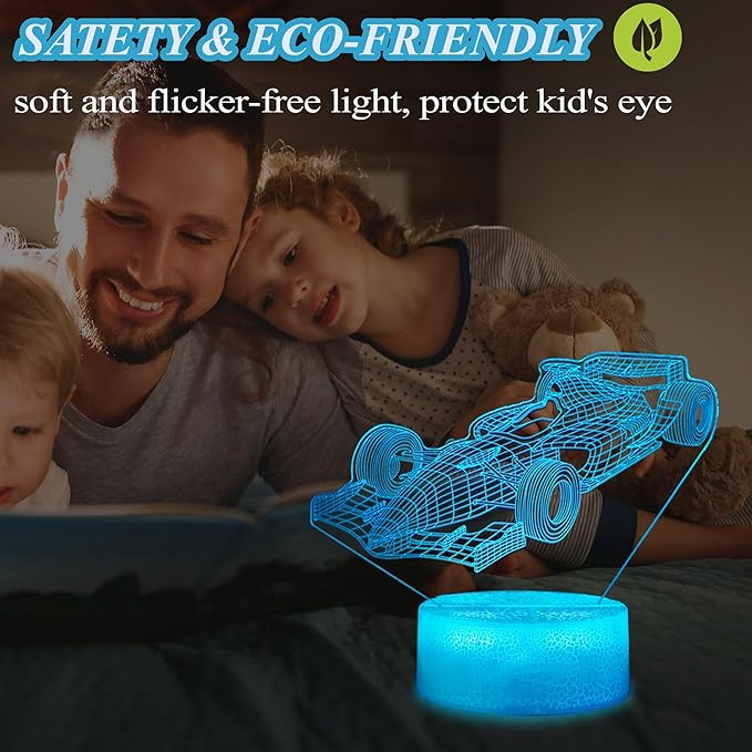 F1 Car Gifts for Boy, Formula One Night Light with Remote Control, 16 Colors Changing, RGB Flashing Mode and Dimmable, Sport Race Car Gifts for Boys Christmas Decor