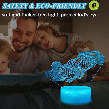 F1 Car Gifts for Boy, Formula One Night Light with Remote Control, 16 Colors Changing, RGB Flashing Mode and Dimmable, Sport Race Car Gifts for Boys Christmas Decor