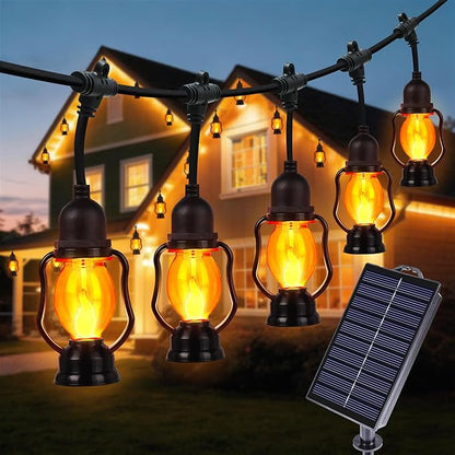 Zeiliuled Solar Flame String Lights, 21FT Solar String Lights Outdoor Waterproof with 10 Flickering Flame Bulb,Shatterproof Solar Power Patio Lights with for Yard Bistro Porch Garden Camping Decor