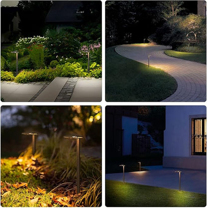 EDISHINE Low Voltage Landscape Lighting, Landscape Path Lights with Pyramid Exterior, Aluminum, 3000K & 50000Hrs, Outdoor Pathway Lights Wired for Garden, Yard, Driveway, 4 Pack