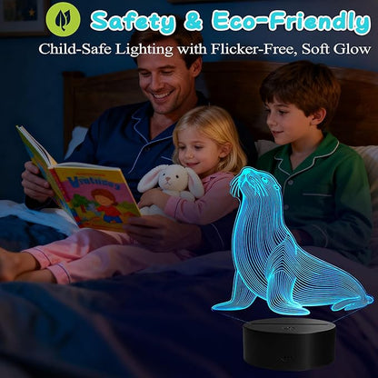 Seal 3D Night Light, Seal Gifts with Remote Control, 16 RGB Colors, 4 Flashing Modes, Timer, Dimmable, Seal Animal Toys, Stuff and Ornament for for Holiday Birthday Christmas