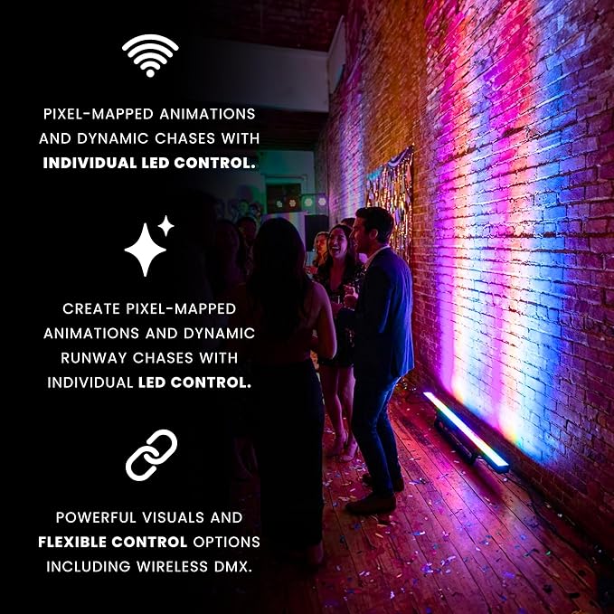 CHAUVET DJ – COLORstrip Pix ILS LED Strip Light | Full-Size Pixel Mapping Fixture for Wash and Eye-Candy Effects, Individual LED Control, ILS and D-Fi USB Wireless DMX, Stage and Event Lighting