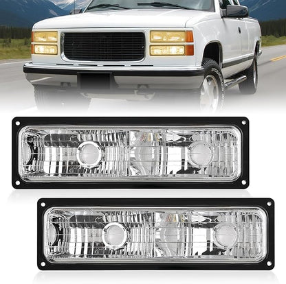 Nilight Parking Turn Signal Light Compatible with 1988 1989 1990 1991 1992 1993 1994 1995 1996 1997 1998 Chevy GMC C10 C/K 1988-1999 Silverado Suburban Sierra Blazer Tahoe Yukon Front Bumper Lights
