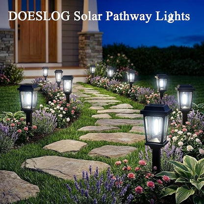 12 Pack Solar Lights Outdoor Pathway, Modern Solar Garden Lights, Waterproof Auto On/Off LED Outdoor Solar Lights for Yard, Landscape Path, Walkway, Driveway Décor