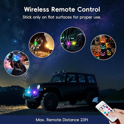 11 LEDs Wireless Strobe Lights with Remote 500mAh Rechargeable Car RGB Car Interior Ambient Lighting Anti-Collision Strobes Light for Motocycle Vehicle Bike Scooter Warning Flashing 4PCS