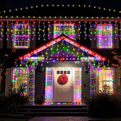 Joomer RGB Christmas Icicle Lights - 33FT Color Changing Outdoor String Lights with Remote Timer, Dripping Blood Effect for Haunted House, Roof, Eaves, Christmas Decor (Non-Connectable)