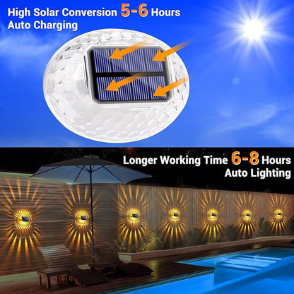 LYHOPE Solar Fence Lights Outdoor, IP65 Waterproof Solar Light for Outside, 6 Pack Deck Light for Backyard Railing Patio Deck Fence Stair Railing Wall Outdoor Decorations(Warm White)