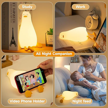Cute Duck/Chicken/Rabbit/Panda NightLight, LED Squishy Animal Novelty Lamp for Toddler Baby Kids, Nursery Touch Kawaii Room/House Decor Bedside Touch Lamp for Breastfeeding