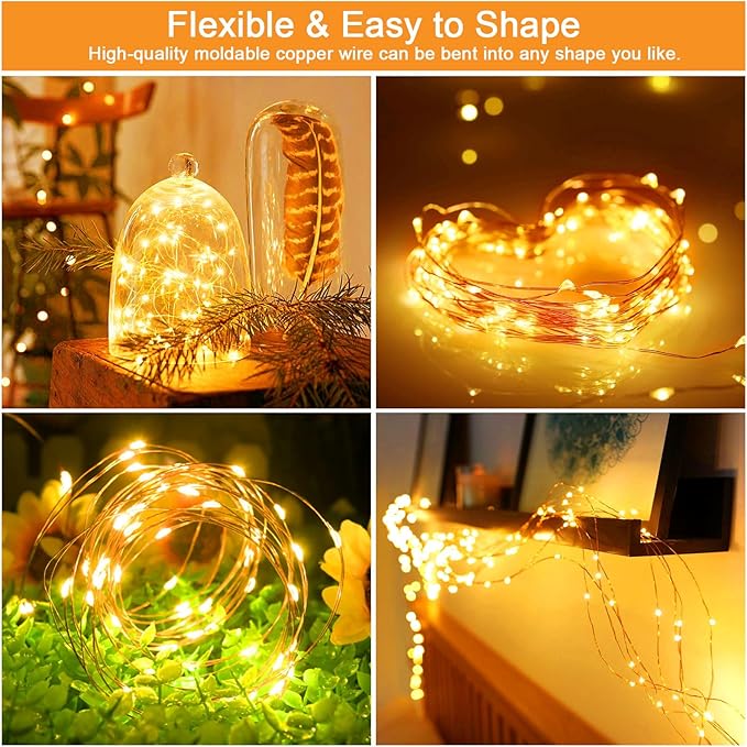 cshare Solar Fairy Lights Outdoor Waterproof,39.4ft 120LED Solar String Lights for Outside 8 Modes 2 Packs for Patio Backyard Garden Deorations Warm White