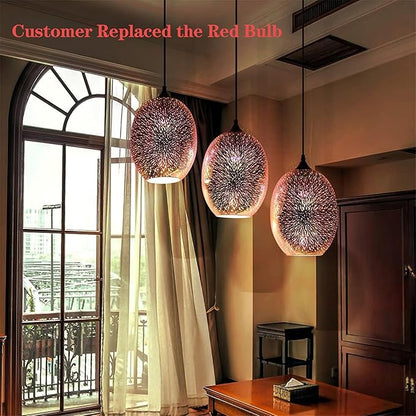 Modern 3D Fireworks Pendant Light Colorful Pendant Lights Colorful Glass Fireworks Art Pendant Light Unique Fixture for Kitchen Island Restaurant Living Room Bedroom (Dia8.6 x H12.6, Bulb Incl.)