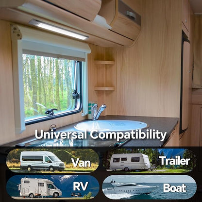 acegoo RV Interior LED Light Bar 12V LED Light Strip for Motorhome Camper Trailer Kitchen Countertop Under Cabinet Lighting, Integral Dimmer Switch & Red Night Light (Natural White, 16.5 inch)