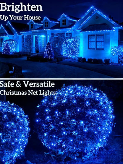 Led Christmas Net Lights for Bushes, 132LED 6FT x 6FT Connectable UL Certified Net Lights for Bushes Tree Shrubs Xmas Trunk Green Wire Christmas Decorations