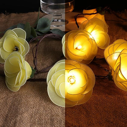 Flower String Lights Plug in with 10 LED Bulbs, Decorative Spring String Lights Indoor for Bedroom, Connectable Flower Fairy Lights Outdoor for Patio Garden Porch Floral Wedding Gifts(Yellow Rose)