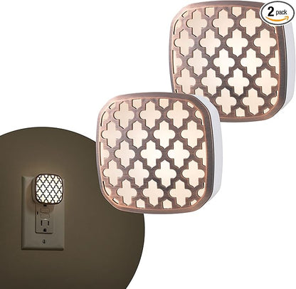 Lights by Night Decorative LED Night Light, Oil-Rubbed Bronze Moroccan Design, Plug-in, Dusk to Dawn Sensor, UL-Certified, Home Decor, Ideal for Bedroom, Bathroom, Kitchen, Hallway, 55164, 2 Pack