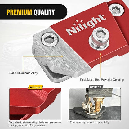 Nilight LED Light Bar Mounting Bracket 2PCS Universal Adjustable Pillar Hood Fog Pods Work Lamp No Drilling Aluminum Mount Clamp Holder for Truck SUV Pickup Van 4x4 Off-Road, Red