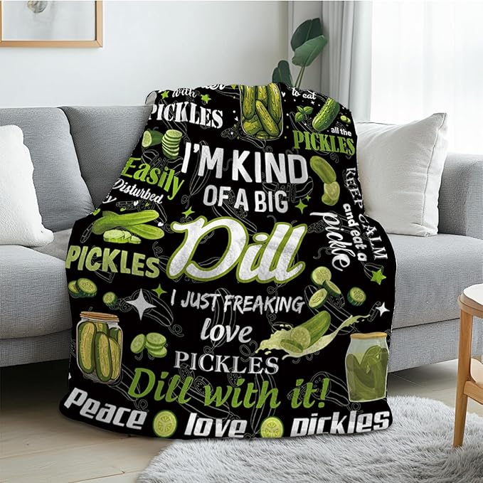 Pickle Blanket Gifts for Pickle Lovers, Pickles Birthday Gifts for Women, Friend, Girl, Soft Warm Blanket for Pickles Lovers, Gift for Couch Sofa Gifts for Christmas Thanksgiving Day 50x60in