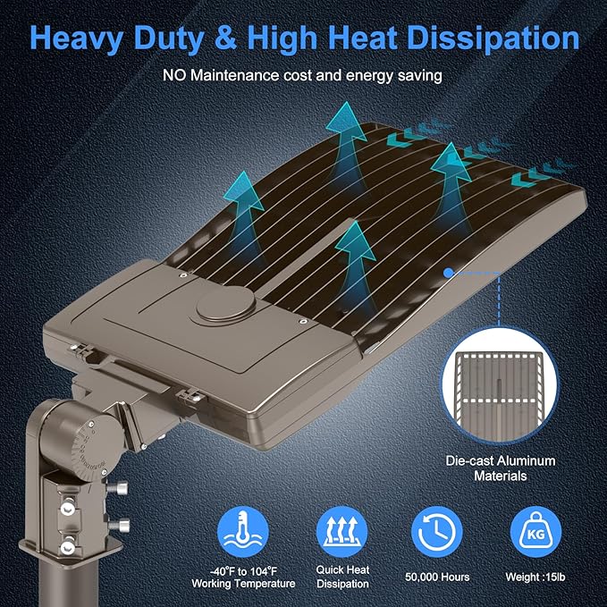 KUKUPPO 6Pack 480V 400W LED Parking Lot Light Power Adjustable, LED Shoebox Flood Pole Light Outdoor Parking Lighting with Slip Fit 60,000LM 5000K IP65 Waterproof 277-480V ETL Listed