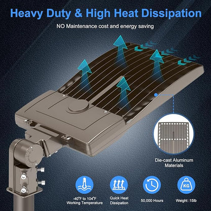 KUKUPPO 6Pack 400W LED Parking Lot Light Power Adjustable, Dusk to Dawn LED Shoebox Flood Pole Light Outdoor Parking Lighting with Slip Fit 60,000LM 5000K IP65 Waterproof 100-277V UL Listed