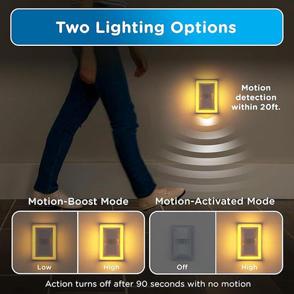 Enbrighten SleepLite LED Night Light Motion Sensor Nightlight Dusk to Dawn Amber Lights Ambient Lighting Room Decor for Bedroom Baby Nursery Bathroom White 2 Pack