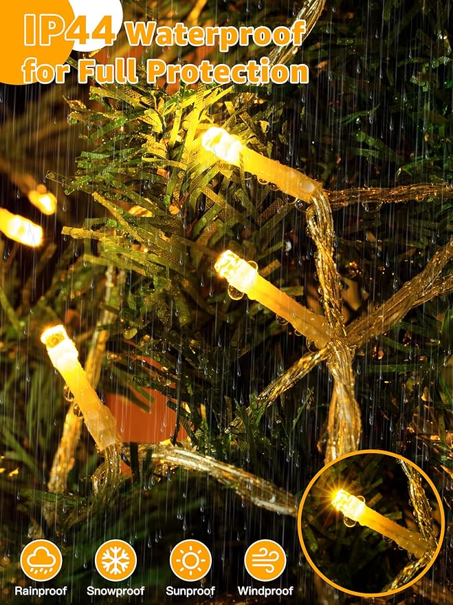 Guhope Christmas String Lights 1200LED 196FT, 8 Modes Dimmable Fairy Lights with Remote and Timer, Waterproof Christmas Lights for Festive Decoration Indoor Wedding Party Holiday (Warm White)