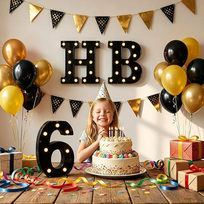 Light Up Black Alphabet Marquee Number Sign LED Marquee Number Lights Sign for Night Light Home Bar Christmas Lamp Birthday Party Wedding Decoration 1