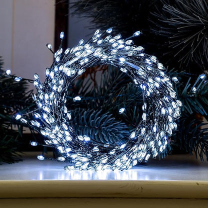 Firecracker Fairy Lights,50FT 500Leds Waterproof Twinkle Lights Plug in,8 Modes Remote String Light for Indoor Outdoor Christmas Wedding Birthday Patio Garden Decor,Green Wire,Cool White