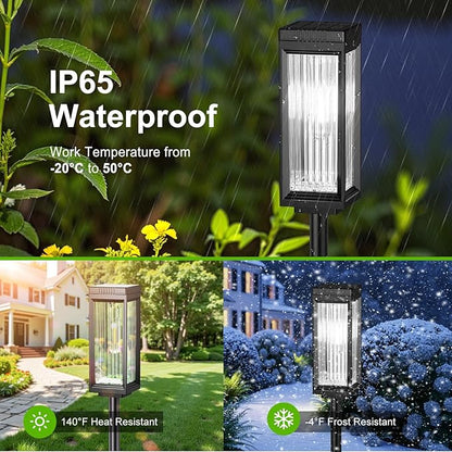 Taller Solar Pathway Lights Outdoor, 4 Pack Upgraded Solar Lights Outdoor Waterproof, Bright Up to 15 Hrs Outdoor Solar Lights for Garden Yard Patio Path Walkway Driveway Decor Cool White
