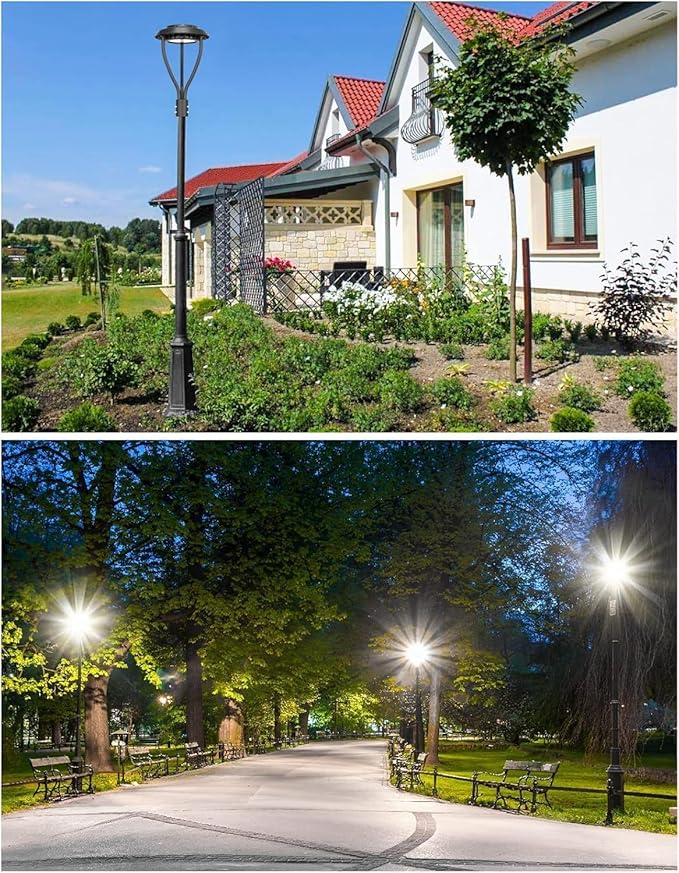 KUKUPPO 80W LED Post Top Light 11200Lm Adjustable CCT 3000K/4000K/5000K, Adjustable Wattage 80W/64W/48W Outdoor Pole Light Fixture with Photocell IP65 Waterproof AC100-277V, ETL Listed