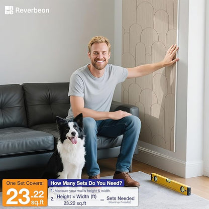 6 PCS Acoustic Panels, 23.6x23.6 Inch Sound Absorbing Panels, Decorative Acoustic Wall Panels for Recording and Home Studio, Office with Double-Sided Adhesive Tape
