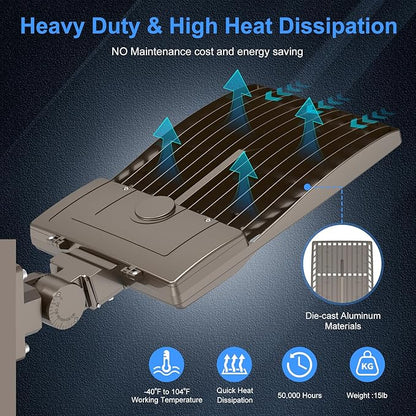 KUKUPPO 2Pack 450W LED Parking Lot Light Power Adjustable, LED Shoebox Flood Pole Light Outdoor Parking Lighting with Arm Mount 67,500LM 5000K IP65 Waterproof 100-277V ETL Listed
