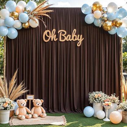 10x10ft Brown Backdrop Curtain for Wedding Parties Wrinkle Free Fabric Brown Drapes Backdrop Decoration for Baby Shower Birthday Photography Decoration 2 Panels, 5ft x 10ft