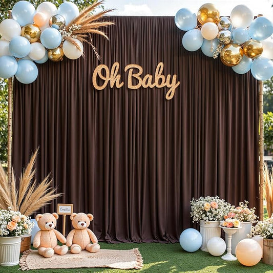 10x10ft Brown Backdrop Curtain for Wedding Parties Wrinkle Free Fabric Brown Drapes Backdrop Decoration for Baby Shower Birthday Photography Decoration 2 Panels, 5ft x 10ft