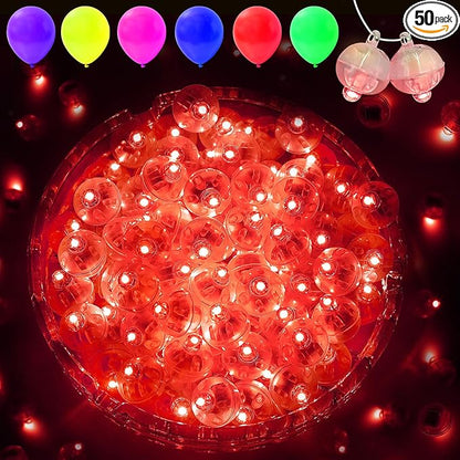 50PCs Mini Led Lights with Hook, Waterproof Round Tiny Led Light for Party Decorations Neon Party Light, Red-Blinking Lights