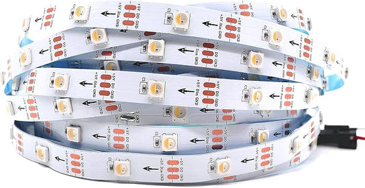 DC5V SK6812 (Similar WS2812B) RGBW RGB+Warm White led Strip Light 30leds/Pixels/m Individually Addressable 4 Color in 1 LED Dream Color (16.4ft(5m) 150leds IP30) (No Adapter or Controller)