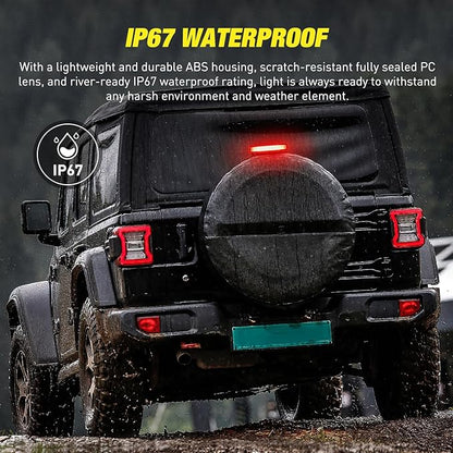 Nilight Third Brake Light Tail High Mount Stop Lights Replacement for 2018-2026 Wrangler JL Accessories LED lamp with Smoked Lens Black Housing