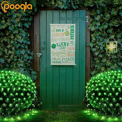 Pooqla 14.8x4.9 ft Net Lights, 300 LED Outdoor Green Halloween Lights with 8 Lighting Modes, Connectable Waterproof Mesh String Fairy Light for Bushes Tree Garden Christmas Decor