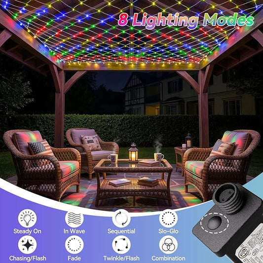 LitHome 10 x 10FT Gazebo Net Lights Outdoor, 280 LED Gazebo Lighting Waterproof, 8 Modes Connectable Net Lights with Timer, Multicolor Christmas Mesh Light Plug in for Bushes, Pergolas, Garden Decor