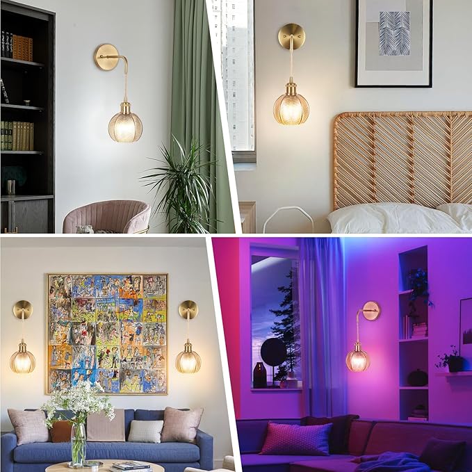 Battery Operated Wall Sconce, Wireless Wall Sconces Decor Set of 2 with RGB Color Changing Dimmable, Wall Sconces Set of Two with Remote, Vintage Wall Lamp for Bedroom Living Room etc