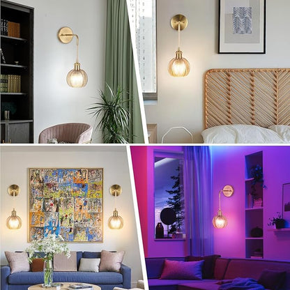 Battery Operated Wall Sconce, Wireless Wall Sconces Decor Set of 2 with RGB Color Changing Dimmable, Wall Sconces Set of Two with Remote, Vintage Wall Lamp for Bedroom Living Room etc