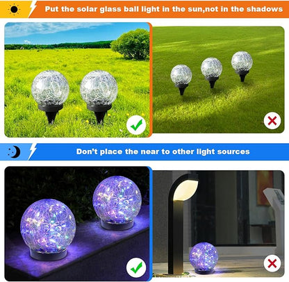 MLKNK Solar Globe Lights Outdoor Waterproof-Solar Balls-Solar Garden Lights-Orbs for Outside 6 Pack Cracked Glass Ball for Lawn Patio Yard Backyard Decorations