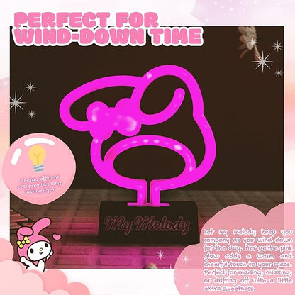Silver Buffalo Sanrio Hello Kitty and Friends My Melody Neon LED Lamp Room Decor Mood Light, Battery Powered (Requires 2 AA Batteries - Not Included)(Requires 2 AA Batteries - Not Included)