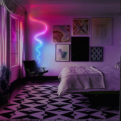 LIFX Supercolor Neon Flex Light Strip, 16ft Bendable RGBW LED Smart Neon, 60 Addressable Color Zones with Polychrome, Wi-Fi No Hub Required, Compatible with Alexa, Google, Apple HomeKit, LFXNEON16