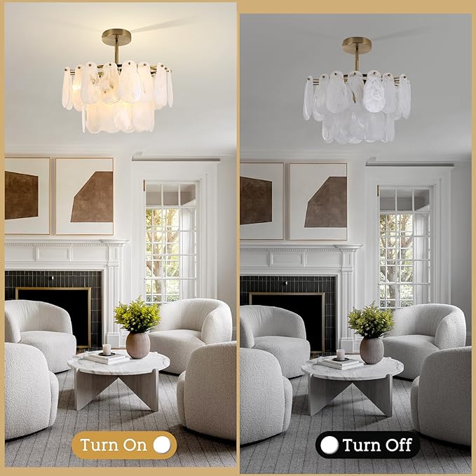 KELUOLY Modern Gold Chandeliers, 17.7" Luxury Cloud Glass Light Fixture, 2-Layer Round Ceiling Hanging Light Fixture for Bedroom Dining Room Kitchen Island Living Room Entryway Bar Farmhouse 6-Light