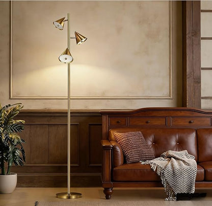 3 Light Floor Lamp for Bedroom, Dimmable 3 Rotatable LED Lights, 5 Color Temps (2700K-6500K), Works with Smart Plugs, 63" Modern Standing Lamp for Living Room, Office – Bronze