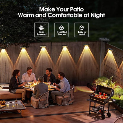 AUDLES Solar Fence Lights Outdoor, 3 Modes Warm/Neutral/Cool White Fence Lights Solar Powered for Outside, IP65 Waterproof, 60 Lumens Solar Light for Step, Pathway, Garden, Deck, Stairs - 8 Pack