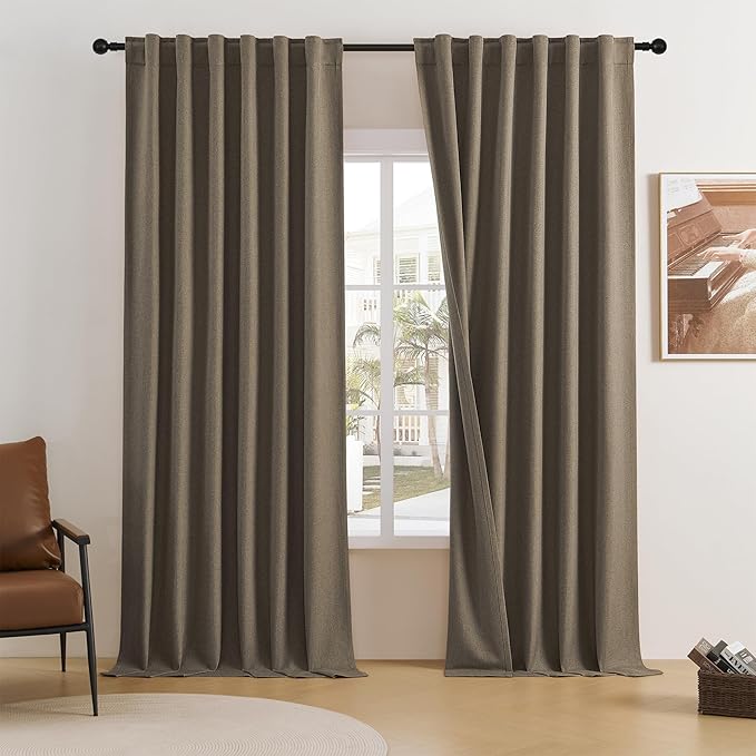 Blackout Curtains 108 Inch Extra Long Thermal Insulated Window Treatment Panels Room Darkening Blackout Drapes for Living Room Back Tab/Rod Pocket 50 x108 Inch,Chocolate Brown,2 Panels 9ft Tall