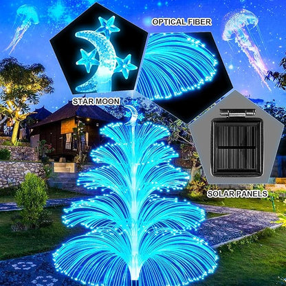 WEITEXS Solar Garden Lights Decorations Outdoor Waterproof 5 Layer Optical Fiber 7 Color Changing for Yard Pathway Outside Decorative Gifts for Mother's Women, 3 Pack