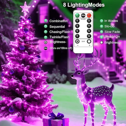 2Pack USB Plug in Fairy String Lights,16ft 50 LED Copper with Remote and Timer, 8 Modes Waterproof Twinkle String Lights Battery Powered for Bedroom Indoor Party Wedding Christmas Decoration (Pink)
